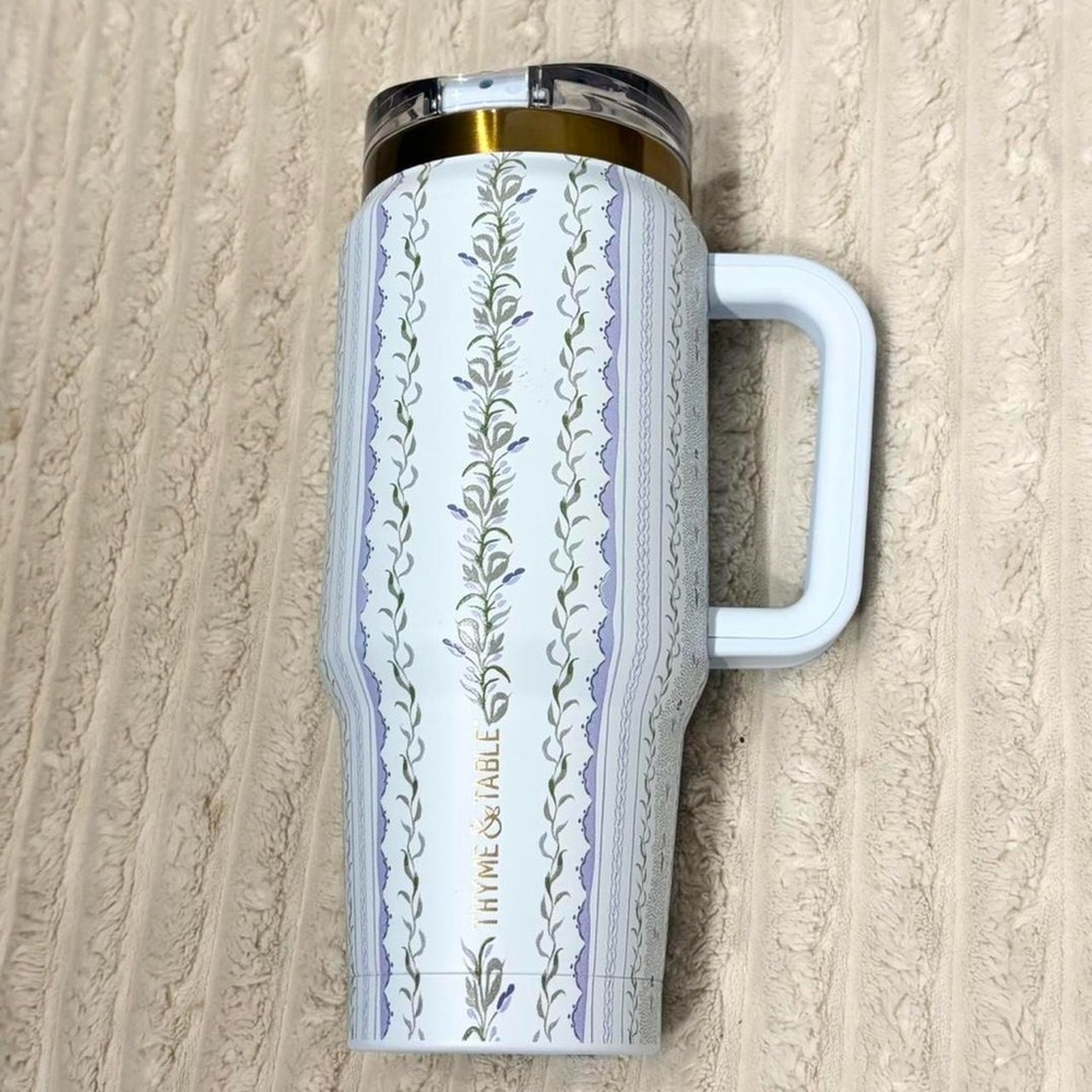 Thyme & Table 32oz Light Blue Tumblr with Floral Design
